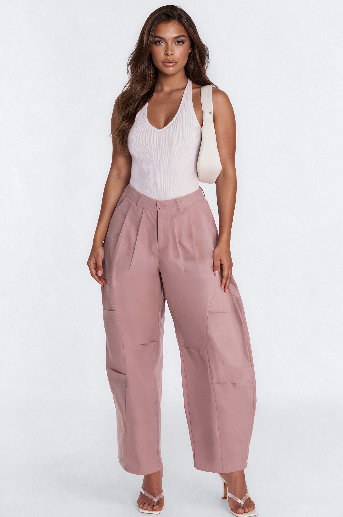 Cooler Than You Barrel Leg Pant 30″ - Blush