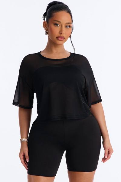 Street Chic Mesh Top and Romper - Black