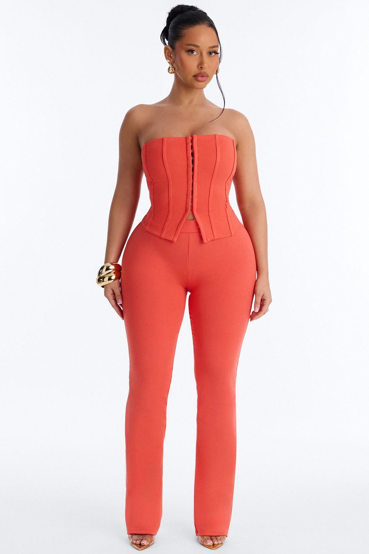 Valencia Corset Pant Set - Coral