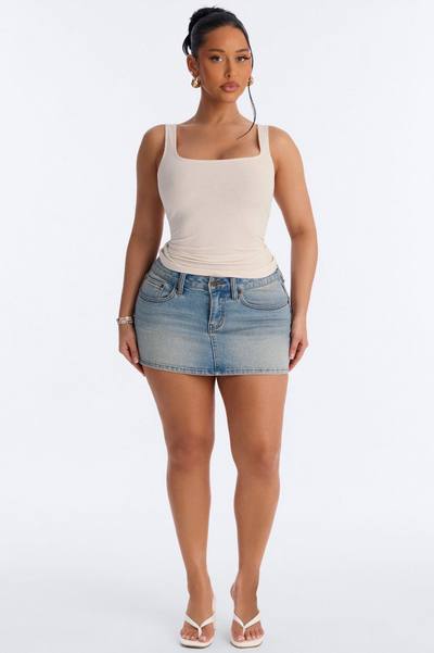 Madison Basic Square Neck Tank Top - Stone