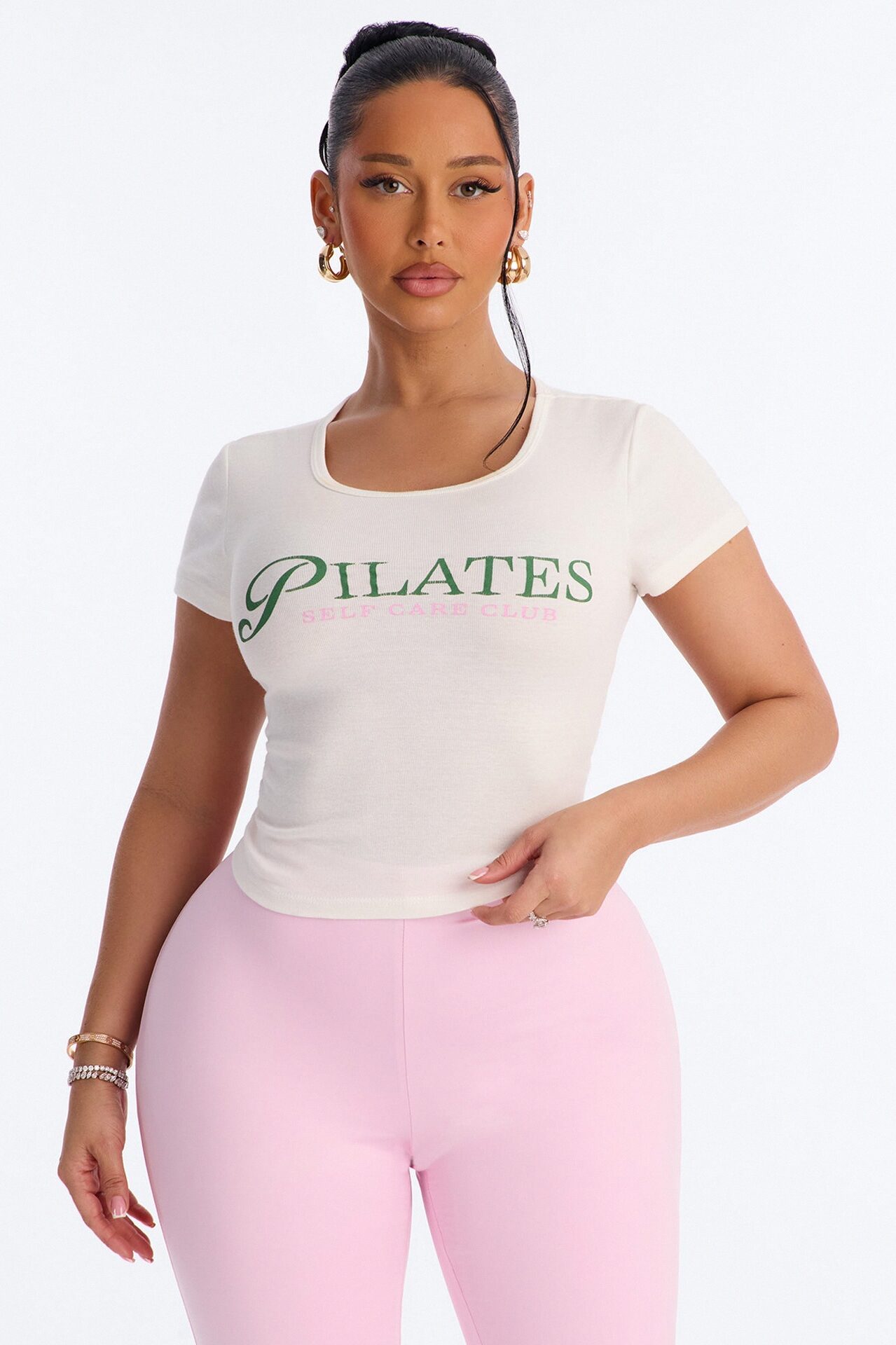 Hot Girls Pilates Club Baby Tee - Ivory