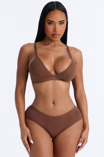 Lightweight Ribbed Lounge Bralette - Brown