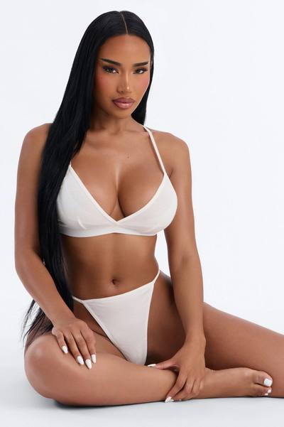 Lightweight Ribbed Lounge Bralette - White