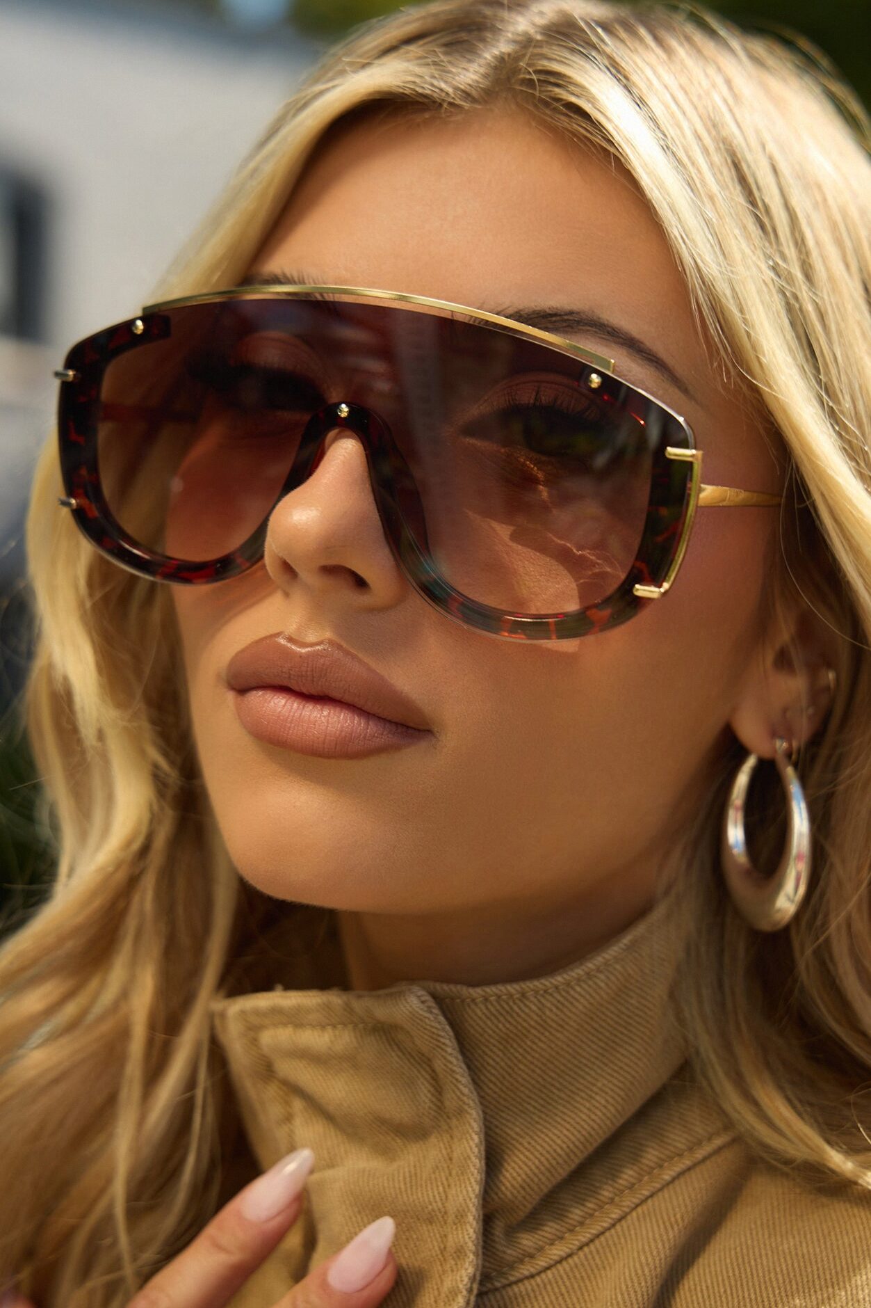 Keep Them Cute Shield Sunglasses - Tortoise