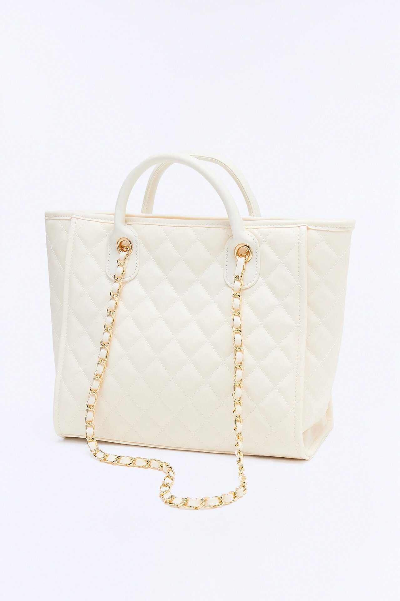 Big Goals Faux Leather Tote Bag - Ivory