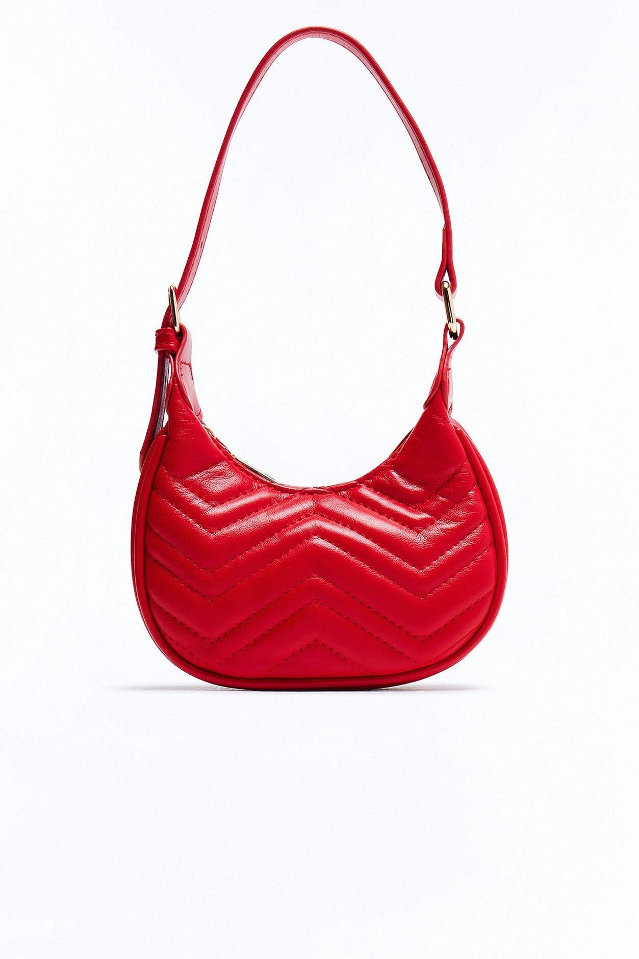 Quilted Out Mini Faux Leather Shoulder Handbag - Red