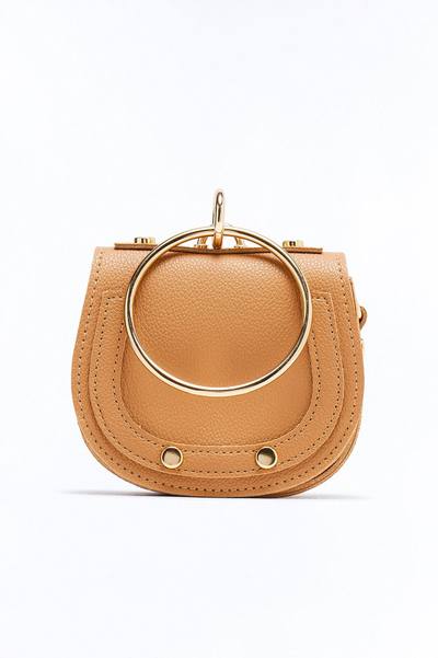 What Goes Around Mini Faux Leather Satchel Handbag - Tan