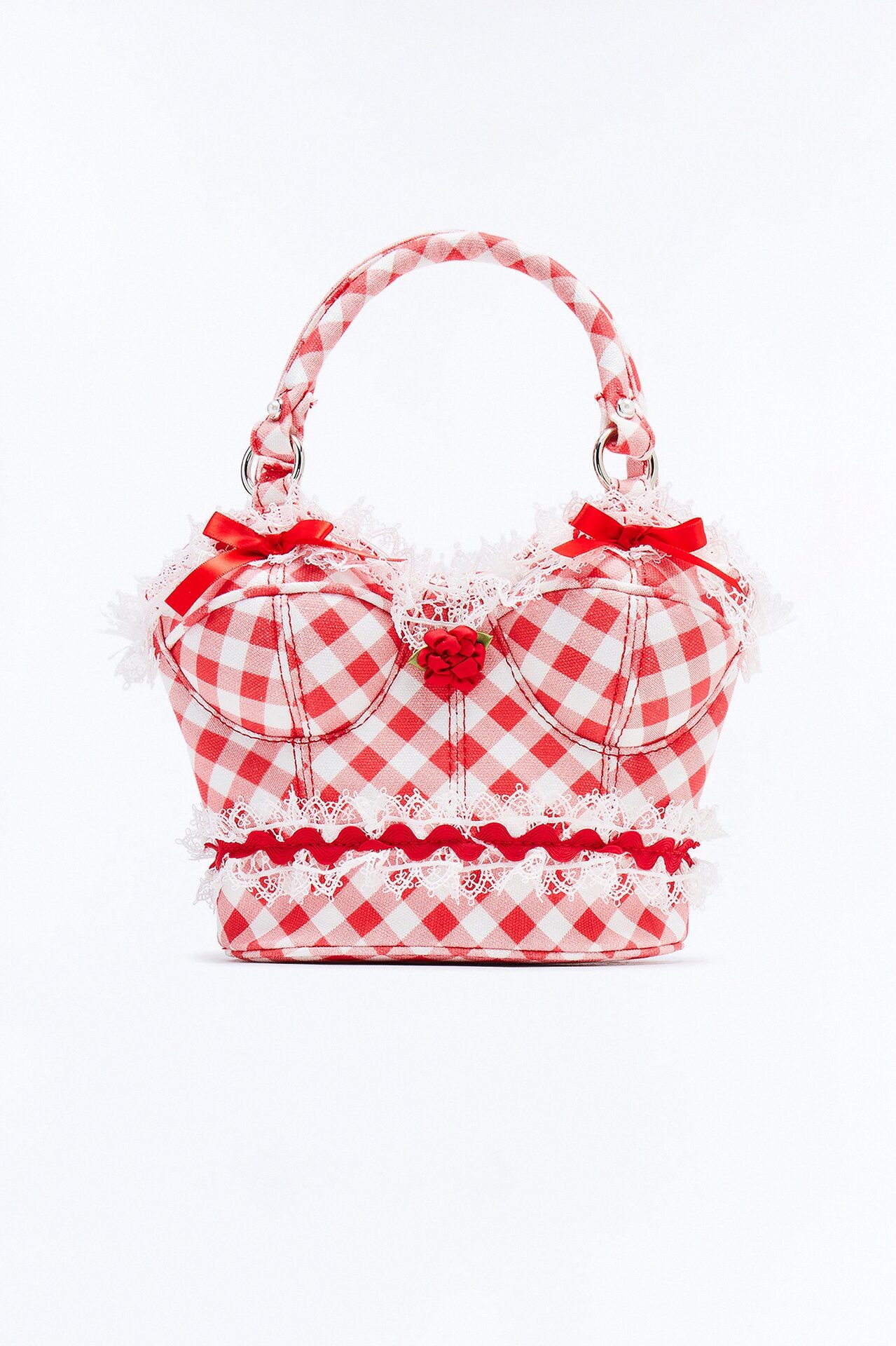 Red Riding Along Satchel Handbag - Red/White