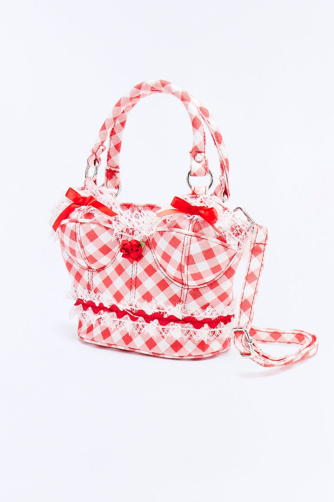 Red Riding Along Satchel Handbag - Red/White