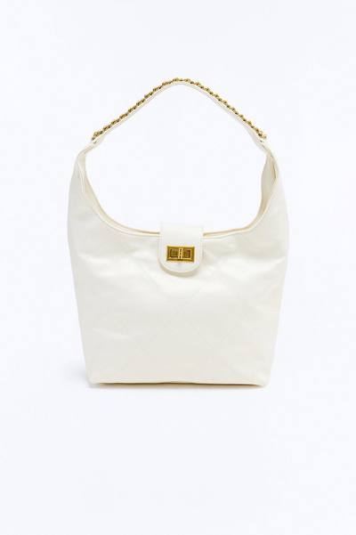 Risky Business Faux Leather Shoulder Bag - Ivory