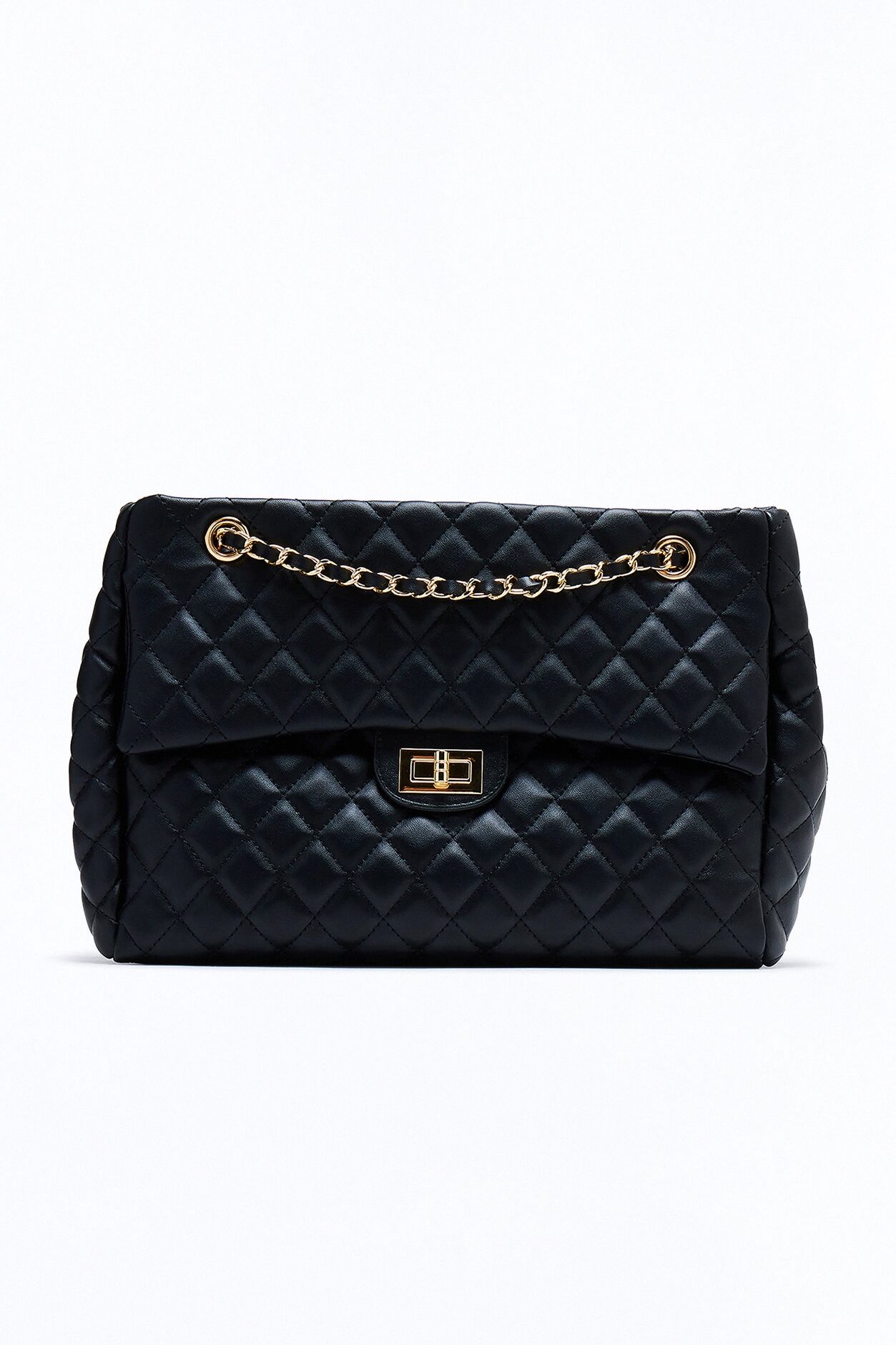 Larger Than Life Faux Leather Tote Bag - Black