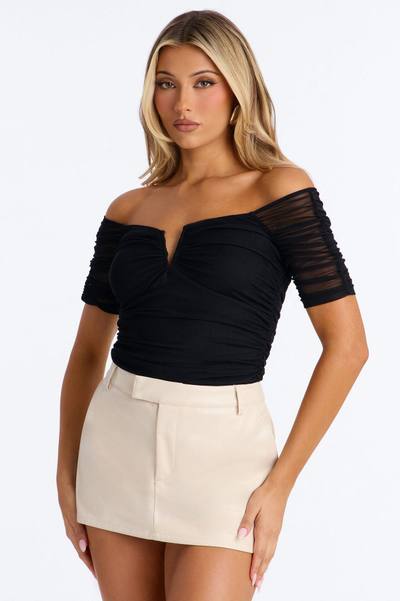 The Finer Things Mesh Short Sleeve Bodysuit - Black