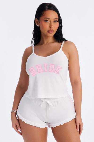 Make Way For The Bride 2pc PJ Short Set - White
