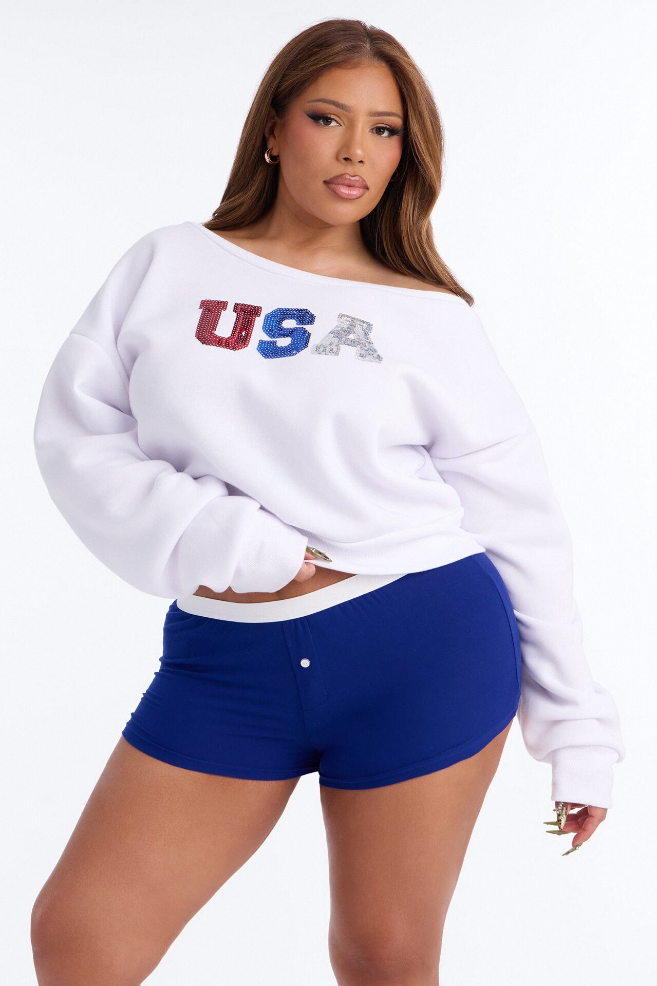 All About The USA PJ Short Set - White/combo