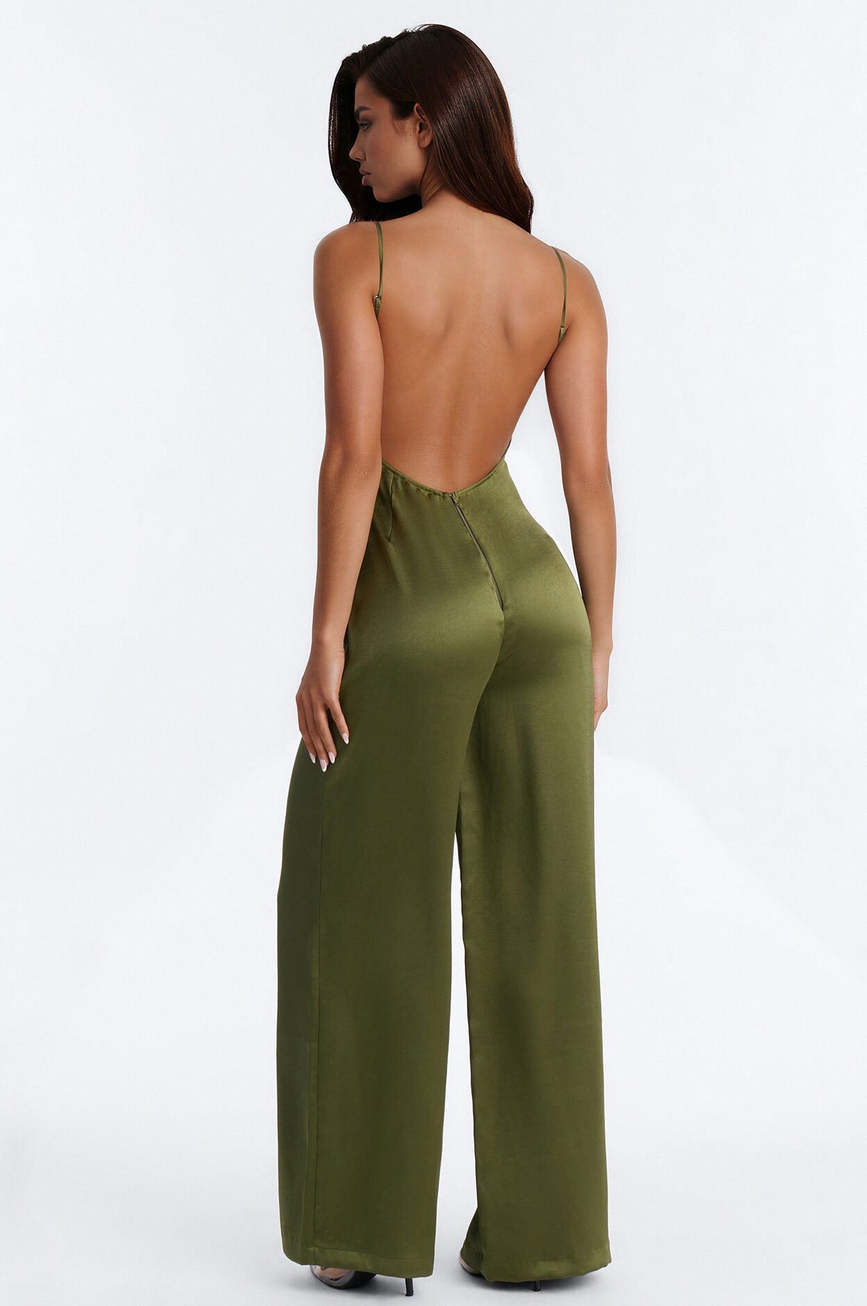 Francesca Lace Trim Wide Leg Jumpsuit - Olive