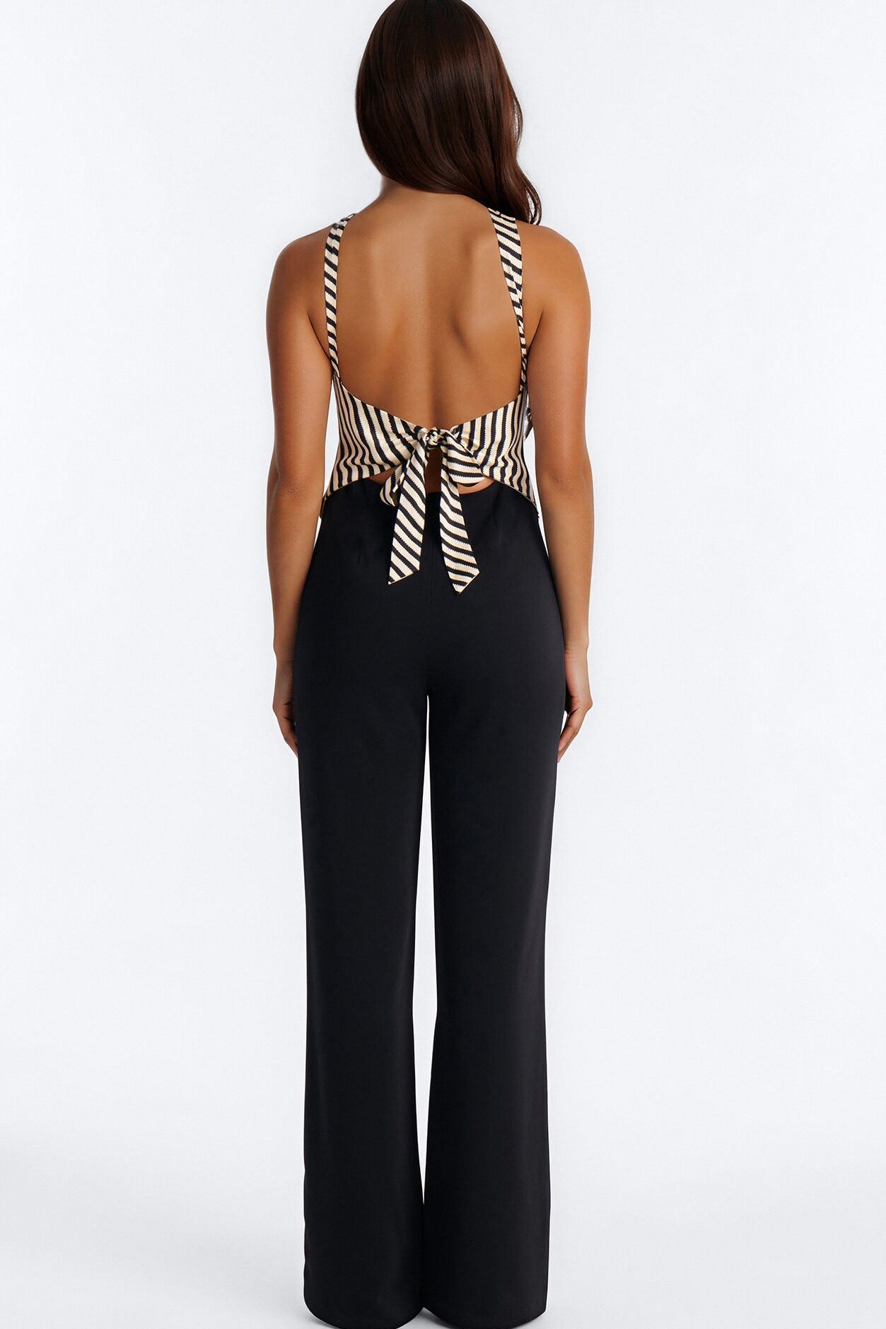 Collette Striped Wide Leg Jumpsuit - Black/White