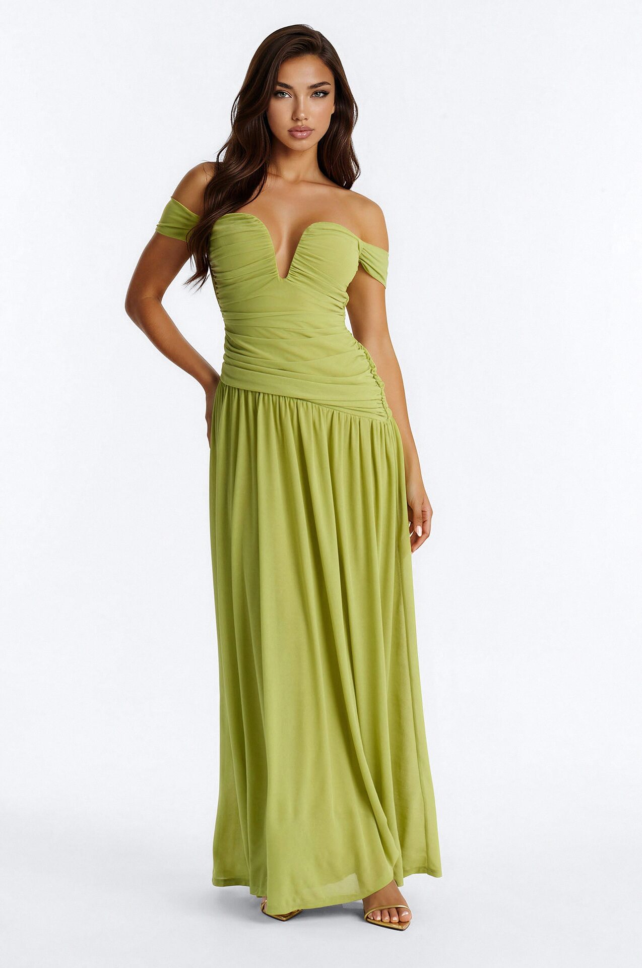 Nice Touch Ruched Gown - Green