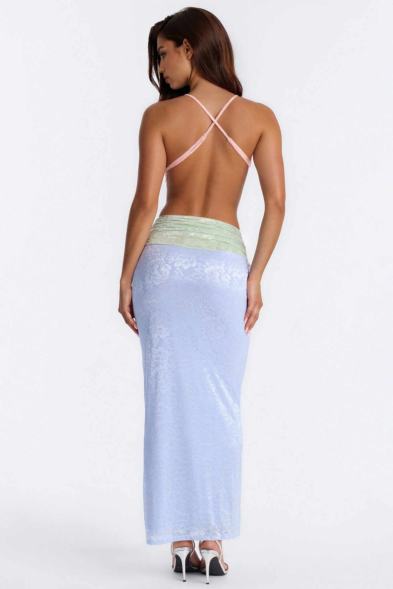 Liona Lace Maxi Skirt Set - Pink/combo