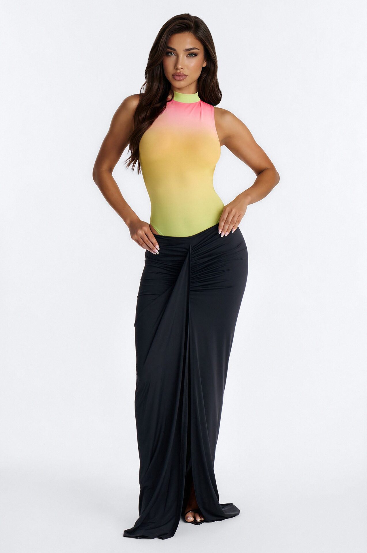 Tropical Feeling Ombre Mesh Sleeveless Bodysuit - Multi Color