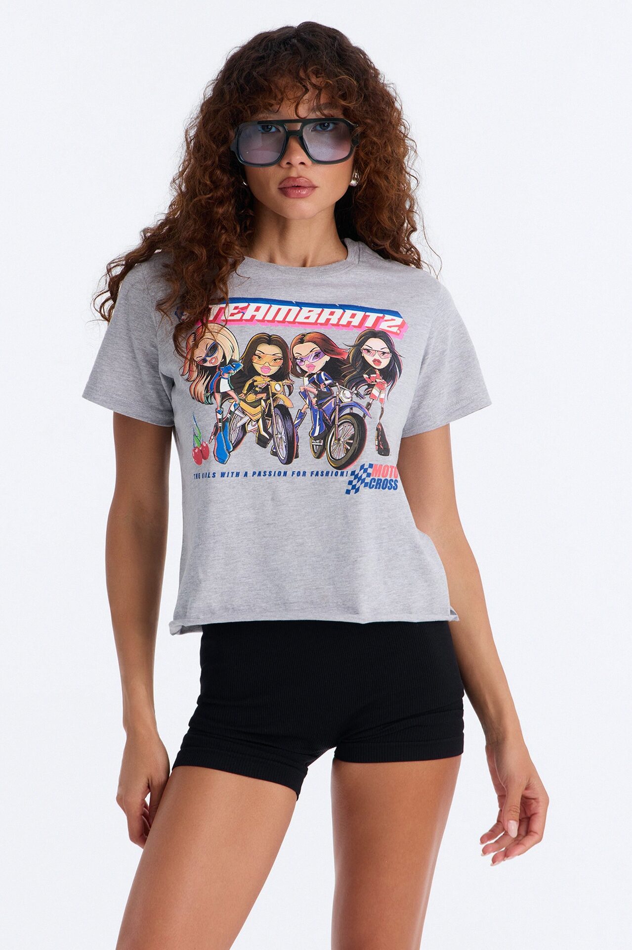 Team Bratz Boxy Crop Tee - Heather Grey