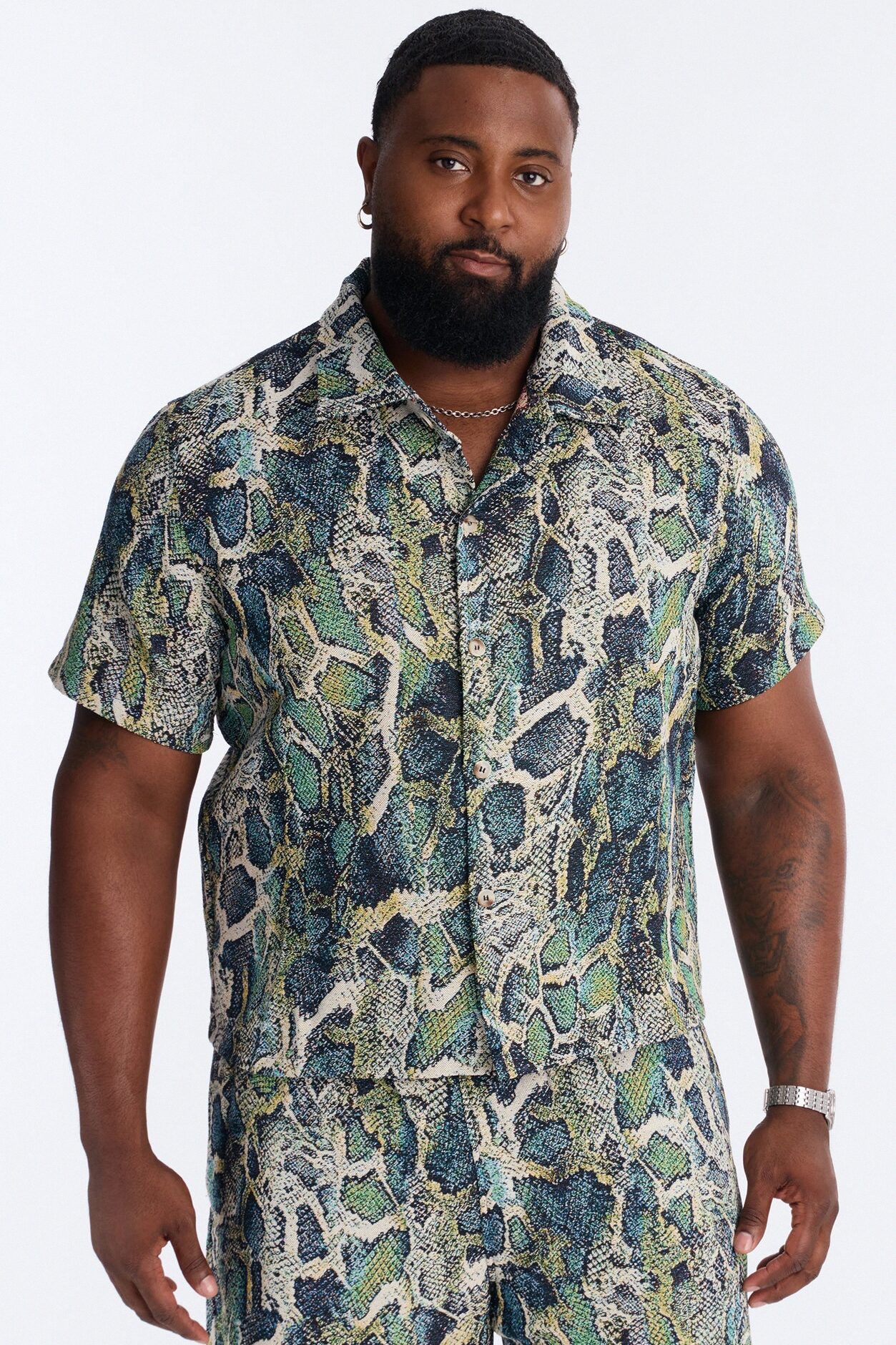 Anaconda Club Button Up Shirt - Green/combo