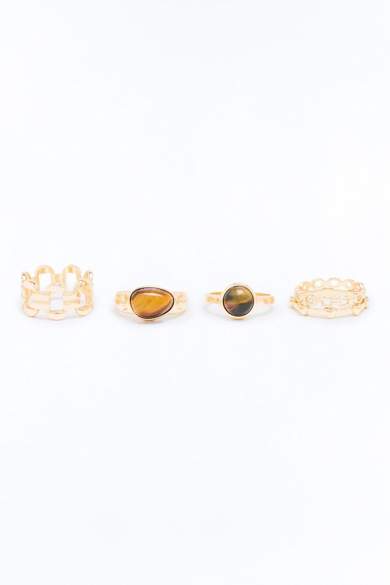 Feels Right 5 Piece Ring Set - Gold/Brown