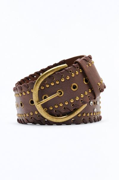 No More Games Faux Leather Wide Belt - Tan