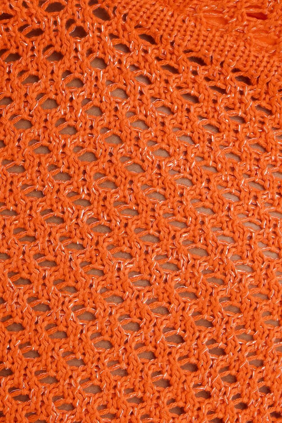 Crystal Crochet Halter Maxi Skirt Set - Orange