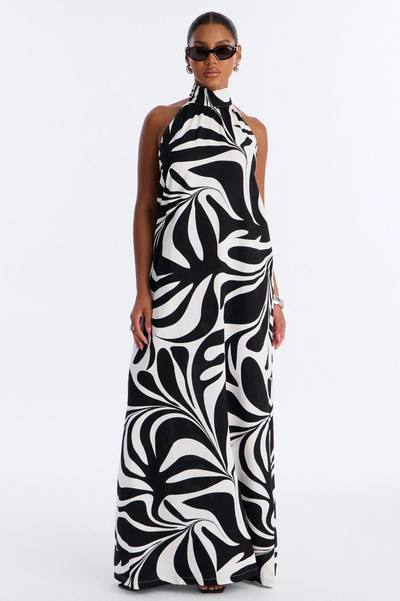 Jazlyn Printed Linen Maxi Dress - Black/combo