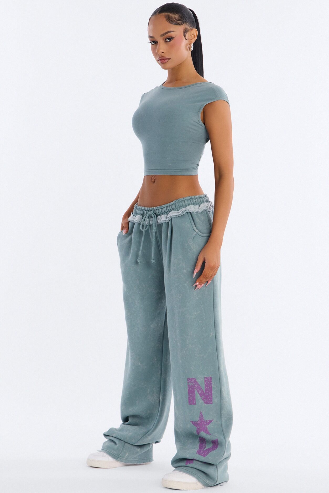 Nova Girl Fleece Pant Set - Sage