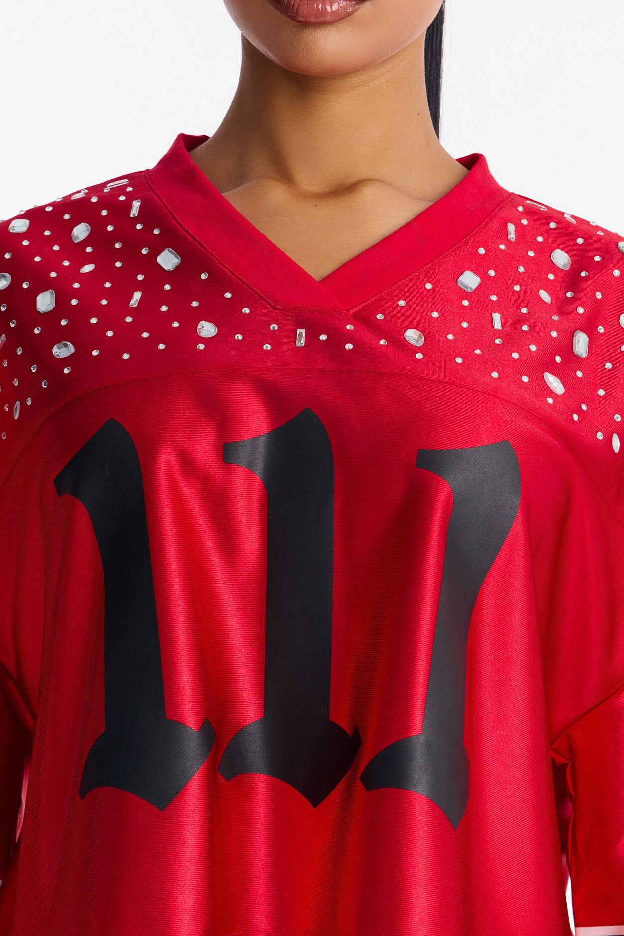 111 Angel Embellished Jersey - Red