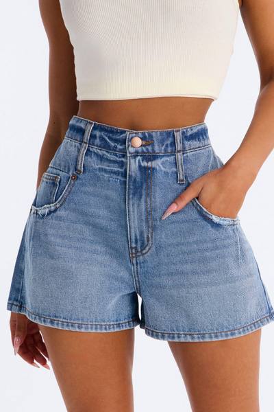 Sea Breeze Babe Denim Shorts - Dark Wash