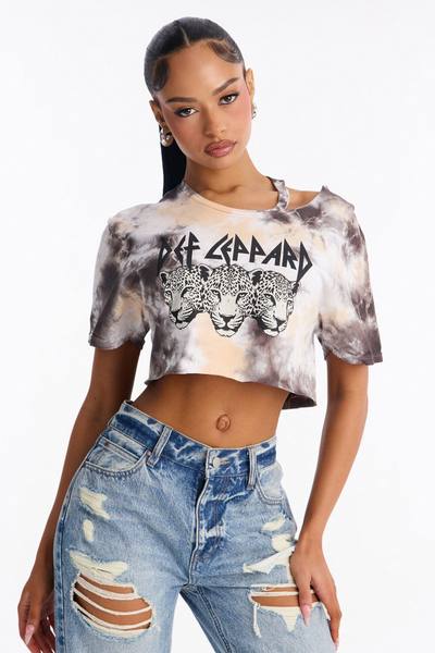 Def Leppard Cut Out Cloud Wash Tee - Multi Color