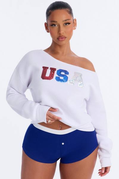 All About The USA PJ Short Set - White/combo