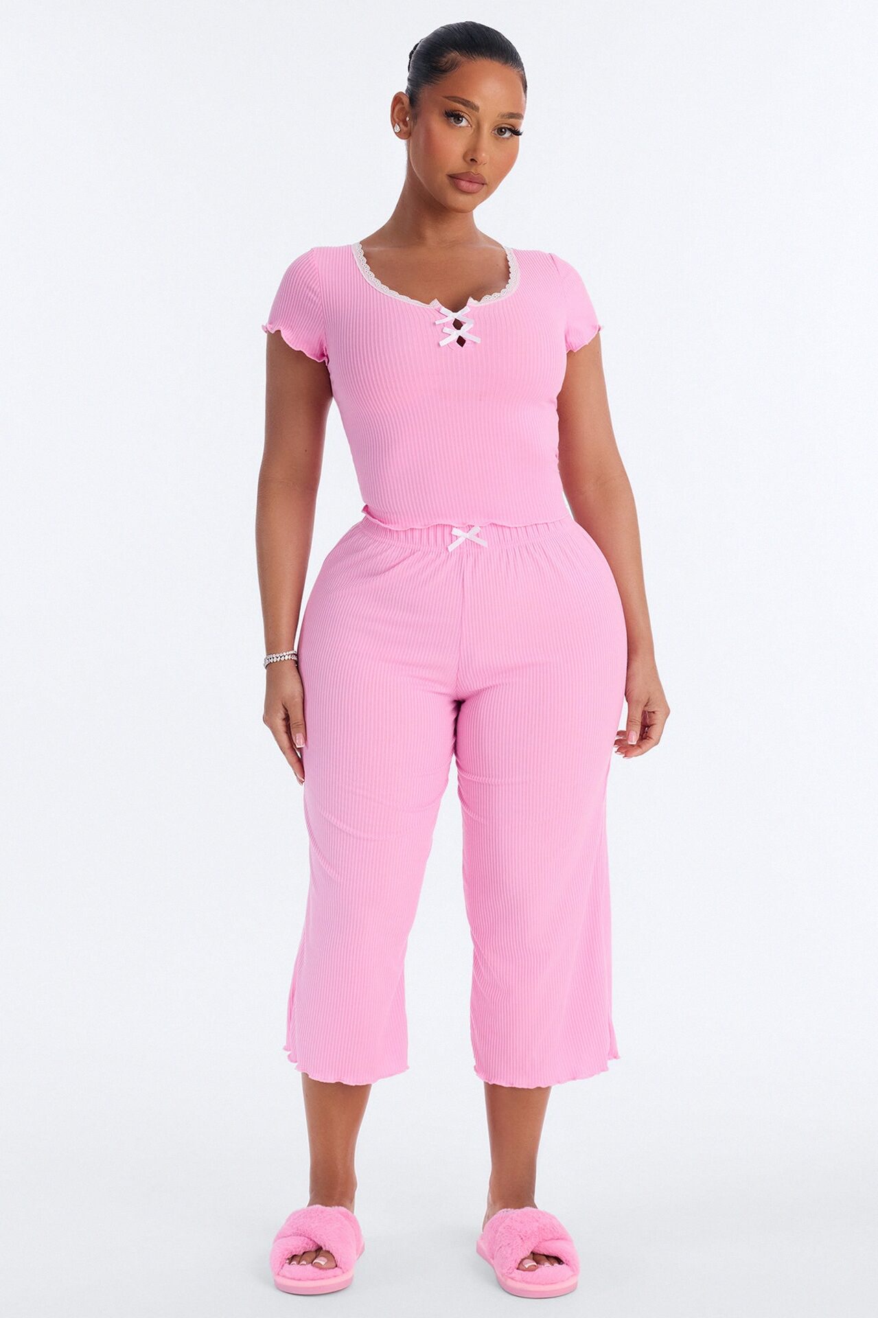 Snuggle Tonight Short Sleeve Scoop PJ Capri Set - Pink