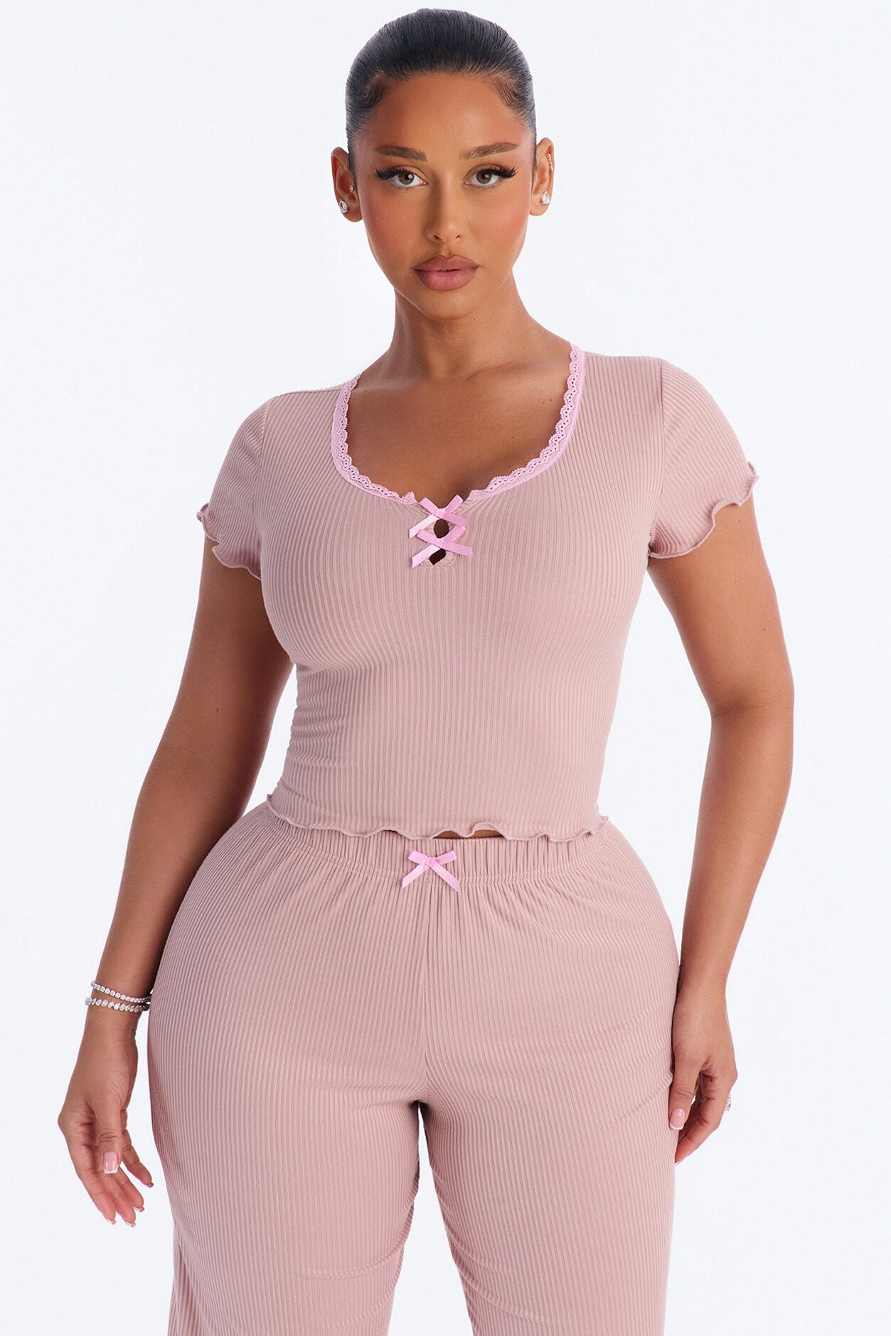 Snuggle Tonight Short Sleeve Scoop PJ Capri Set - Mocha