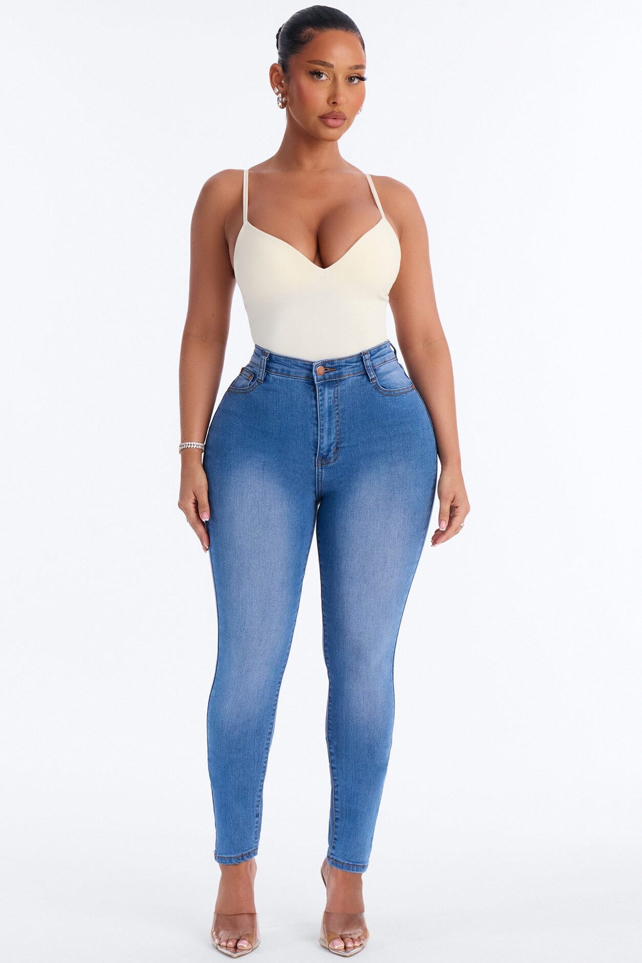 Serenity Sculpted Seamless Bodysuit - Cream