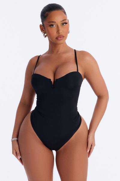 Taylor Sweetheart Padded U-Wire Sleeveless Bodysuit - Black