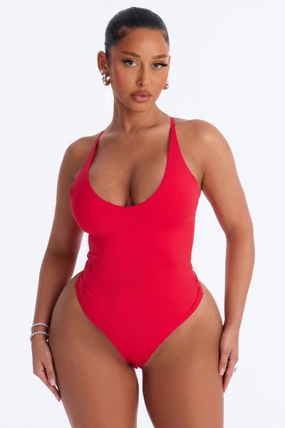 Dani Scoop Neck Seamless Bodysuit - Red
