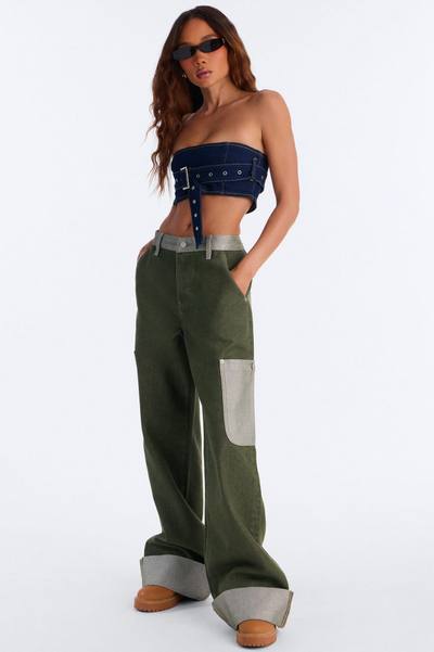 Main Character Always Belted Strapless Denim Top - Dark Wash