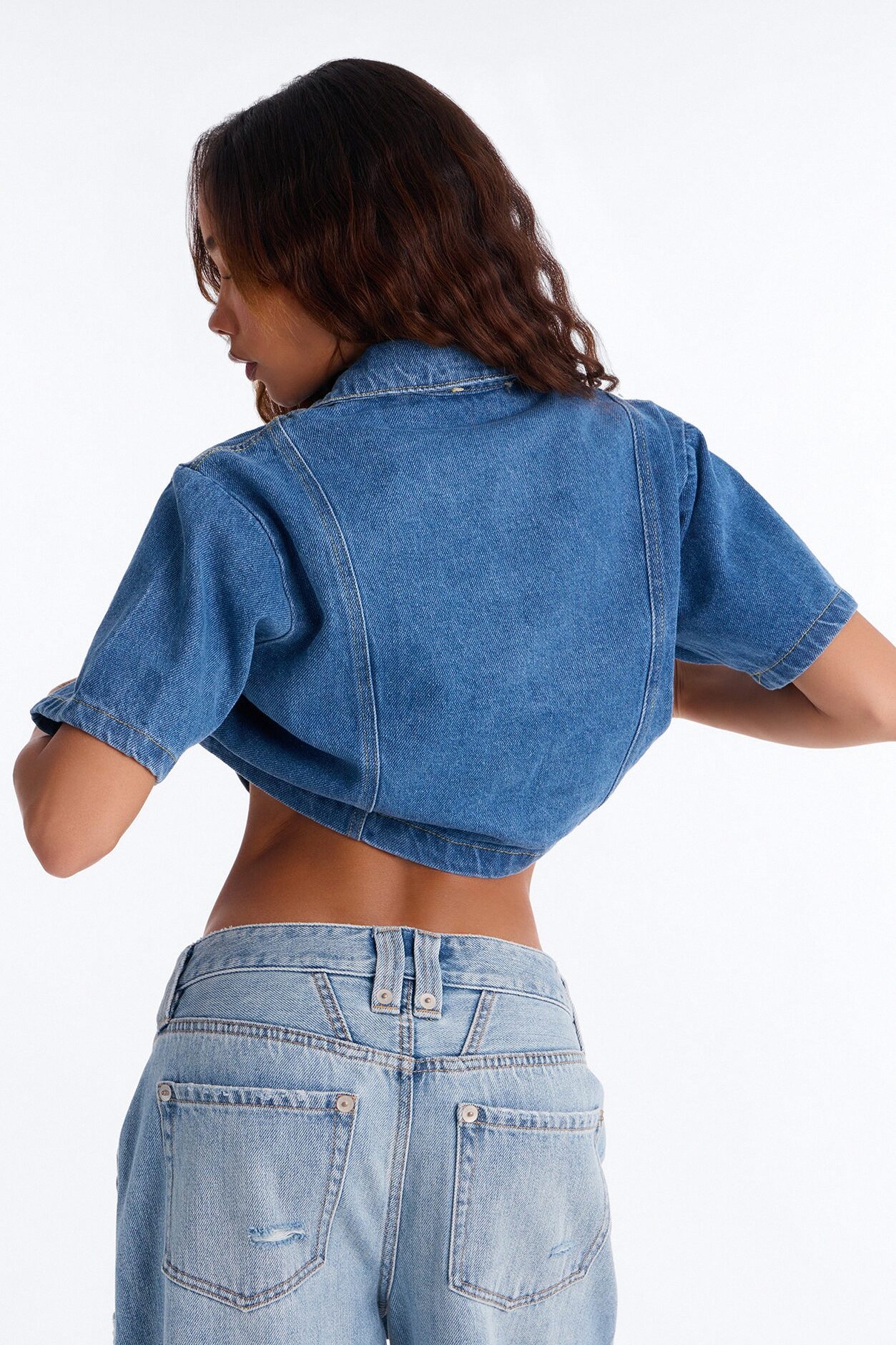 Connie Denim Short Sleeve Button Up Shirt - Denim