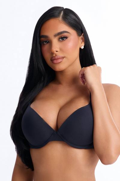Flexible Fit Comfort Stretch Push Up Bra - Black