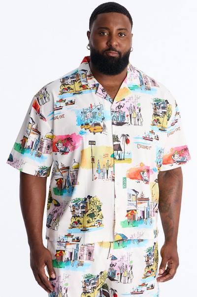Euro Summer Cuban Collar Shirt - Multi Color