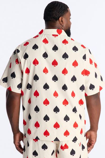 Relaxed Royal Spade Button Up Shirt - White/combo