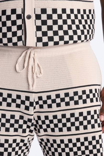 Relaxed Knitted Pawn Checker Short - Black/combo
