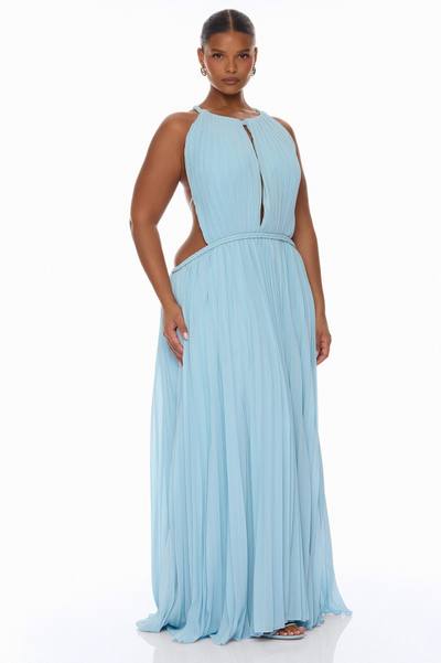 Lysandra Backless Pleated Maxi Dress - Light Blue