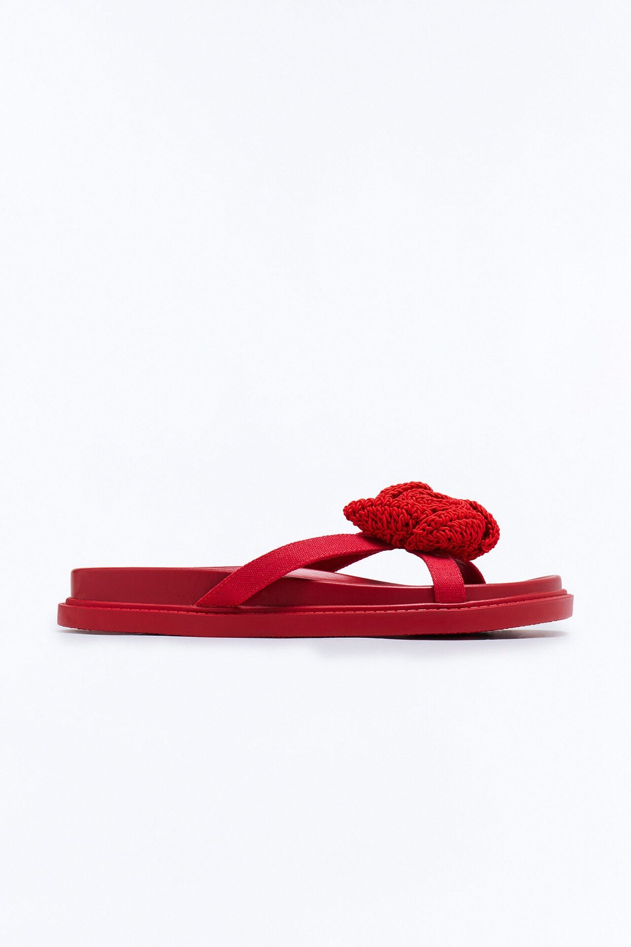 Salomi Knit Flower Sandals - Red