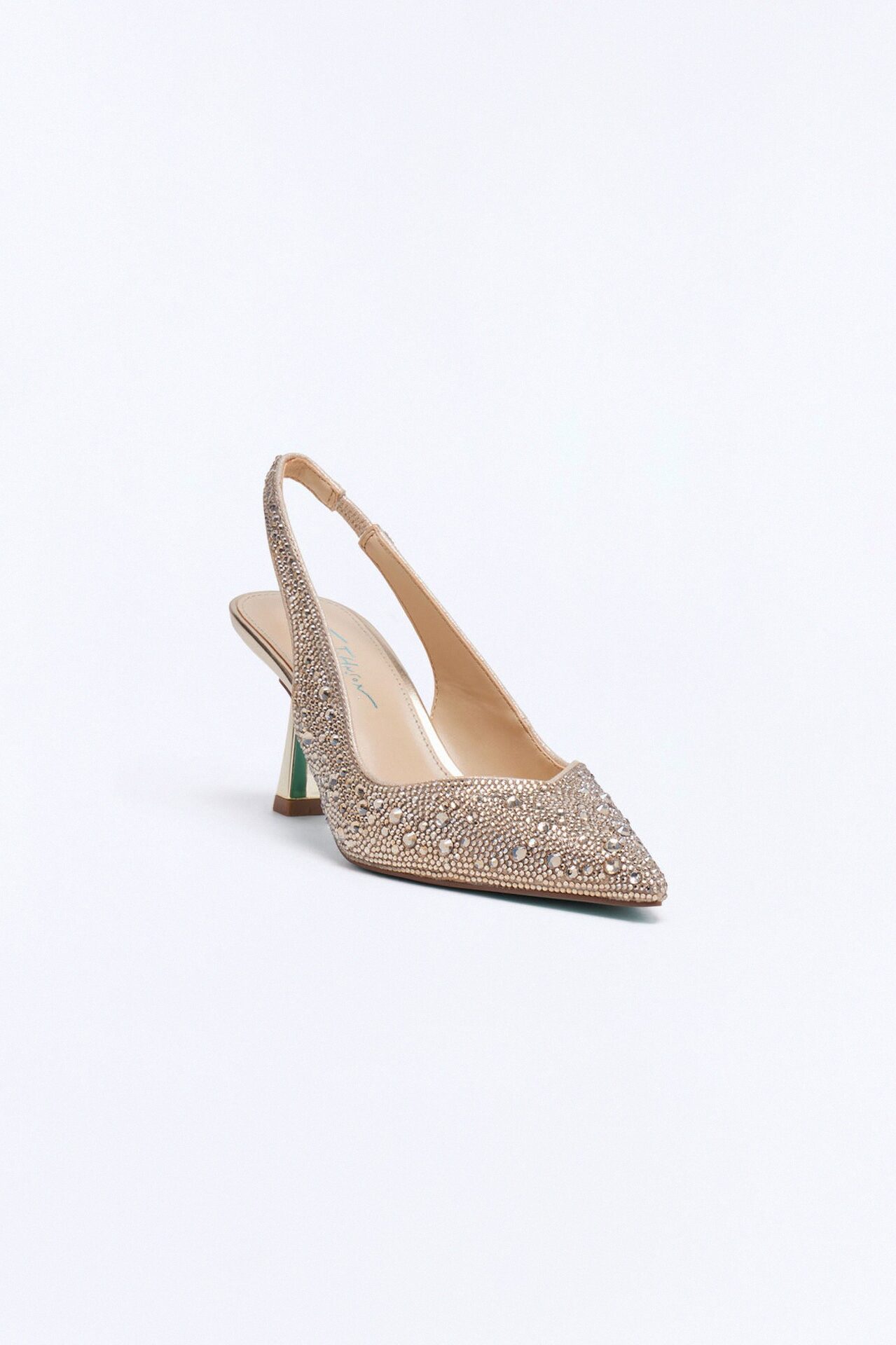 Betsey Johnson Clark Rhinestone Sling Back Pumps - Gold