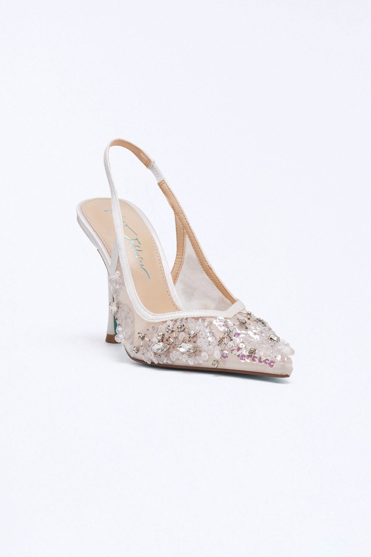 Betsey Johnson Eddie Embellished Slingback Pumps - Ivory