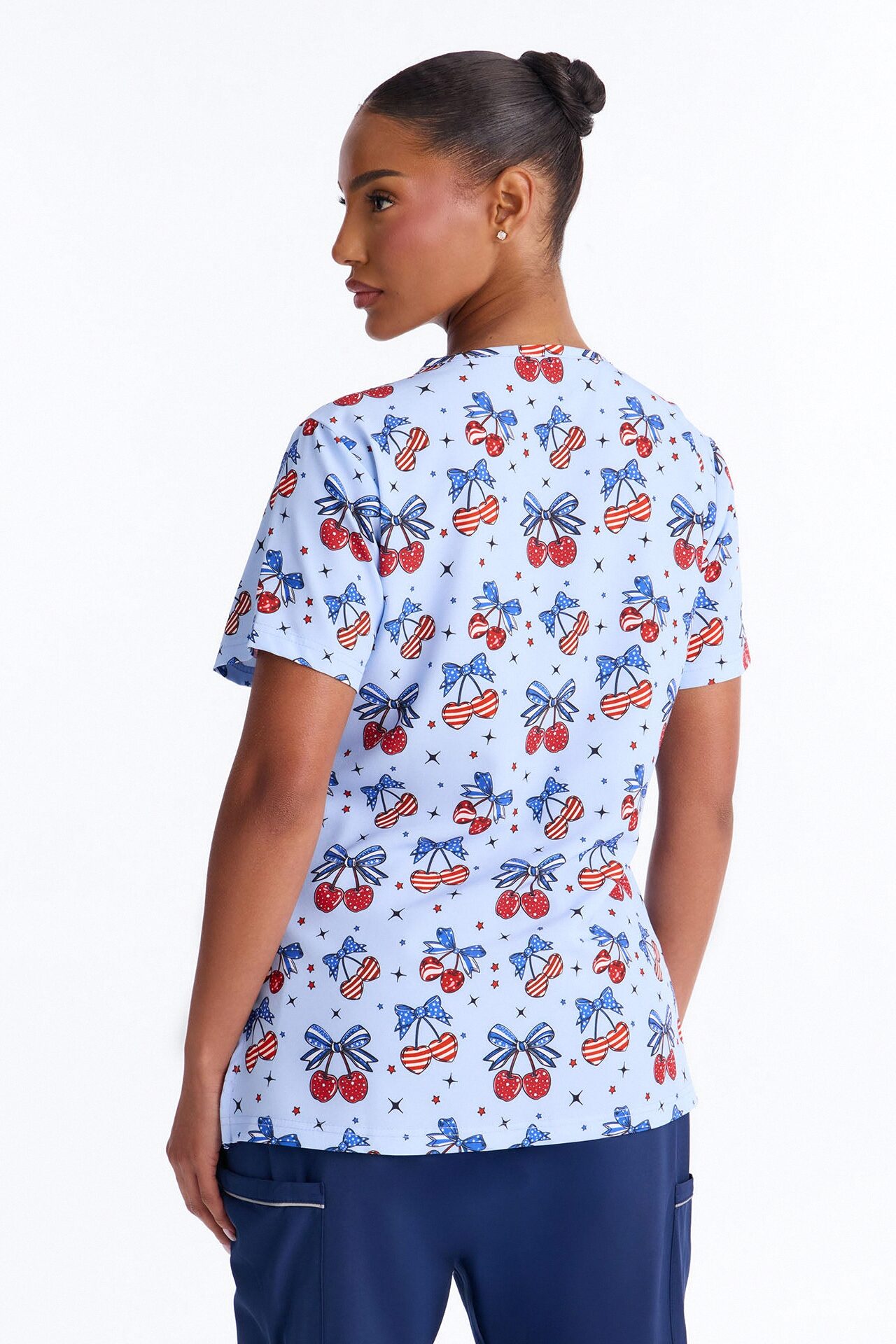 Sweet Cherry Pie Scrub Top - Blue/combo